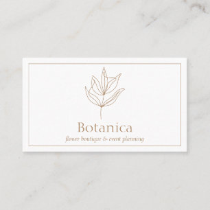 Brun Chic Minimalistisk Blad Fern Blommig Visitkort
