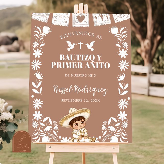 Brun Cielito Lindo Dopning & 1-års välkomstskylt Poster (Skapare uppladdad)