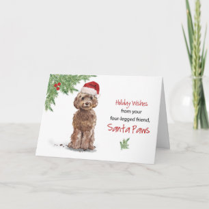 Brun Cockapoo-jul från Hund i Funny Santa Kort