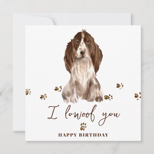 Brun Cocker Spaniel Hund Mamma Valp Husdjur Födels Kort (Framsida)
