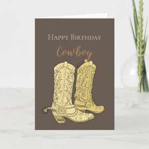 Brun Cowboy Boots Födelsedag Kort