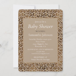 Brun Cream Leopard Skriv ut Glitter Inbjudningar