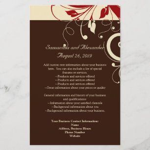 Brun/Cream/Red Reverse Swirl Program/Flyer Flygblad