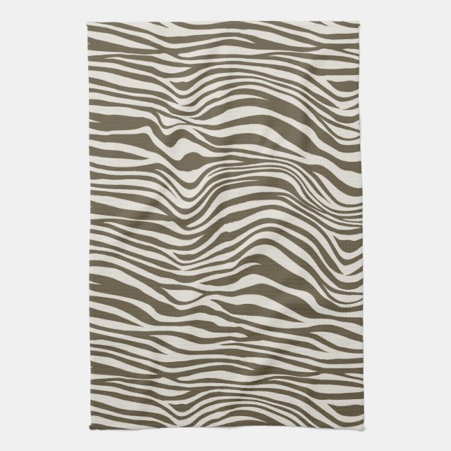 Brun Cream Zebra tryck Kökshandduk (Vertikal)