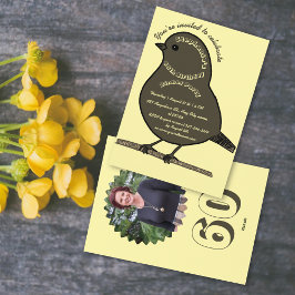 Brun Creamy 60:e födelsedag Cute Bird Middag Party Inbjudningar