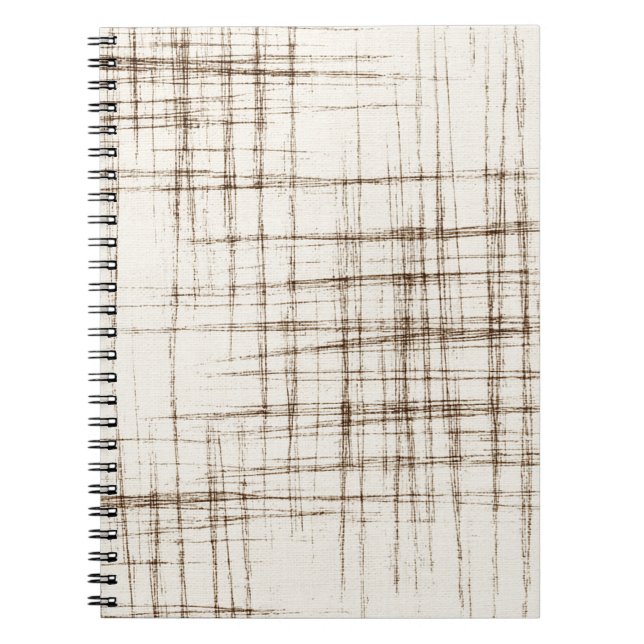 Brun Crème Abstrakt Ränder Anteckningsbok (Framsidan)