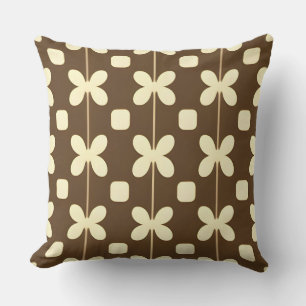 Brun Crème Blommig Geometrisk Neutral Klassisk Dek Kudde
