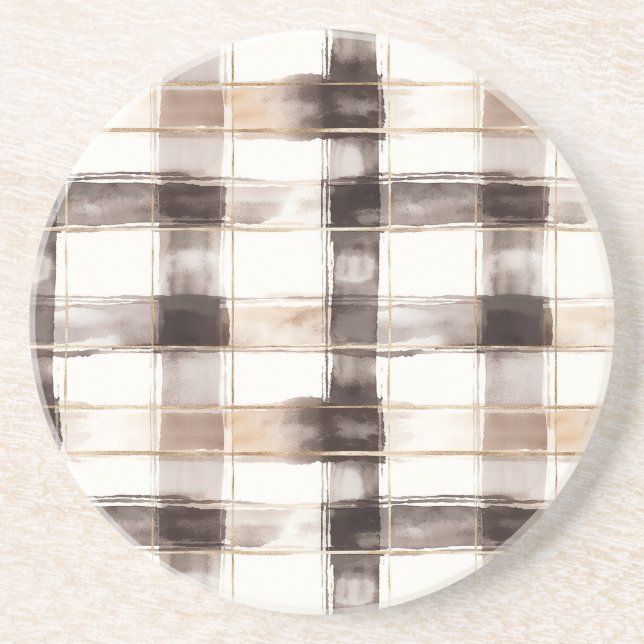 Brun Crème Guld Ränder Underlägg (Framsidan)