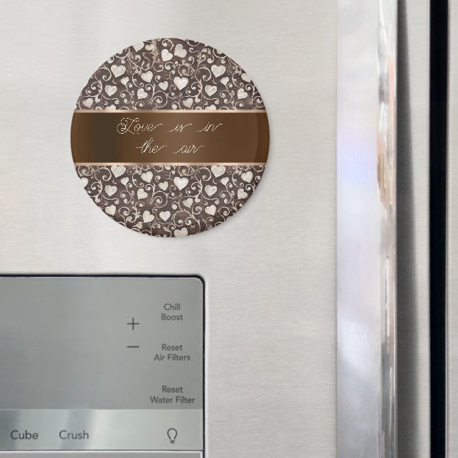 Brun Crème Hjärtan Band Magnet (In Situ (Fridge))