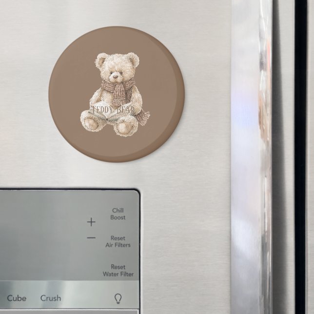 Brun Crème Teddybjörn Bok Magnet (In Situ (Fridge))