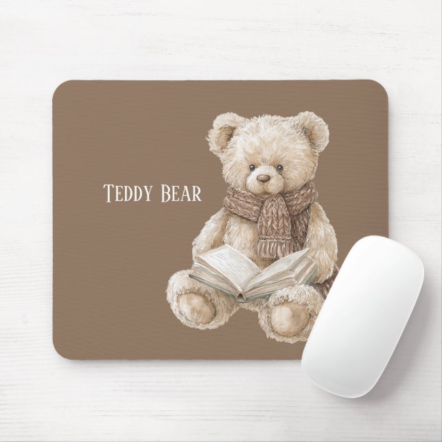 Brun Crème Teddybjörn Bok Musmatta (Med mus)