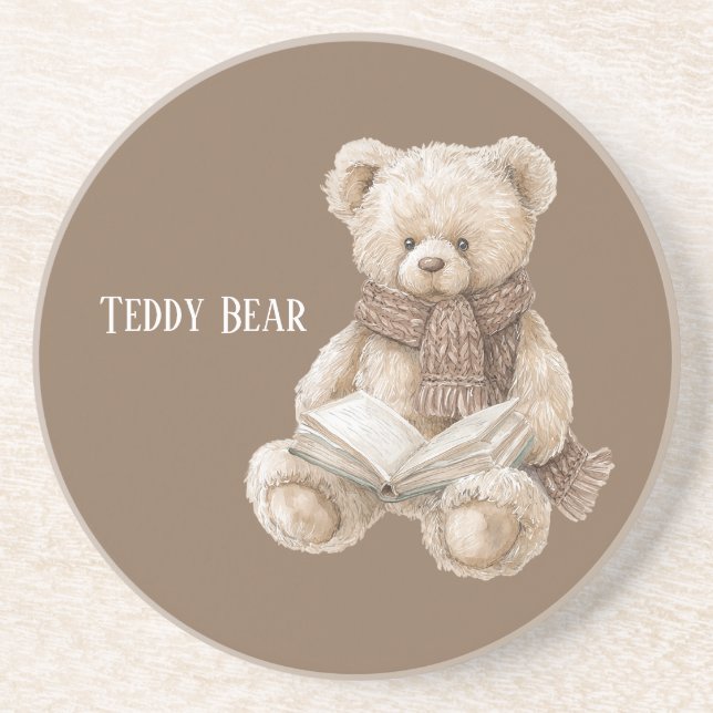 Brun Crème Teddybjörn Bok Underlägg (Framsidan)