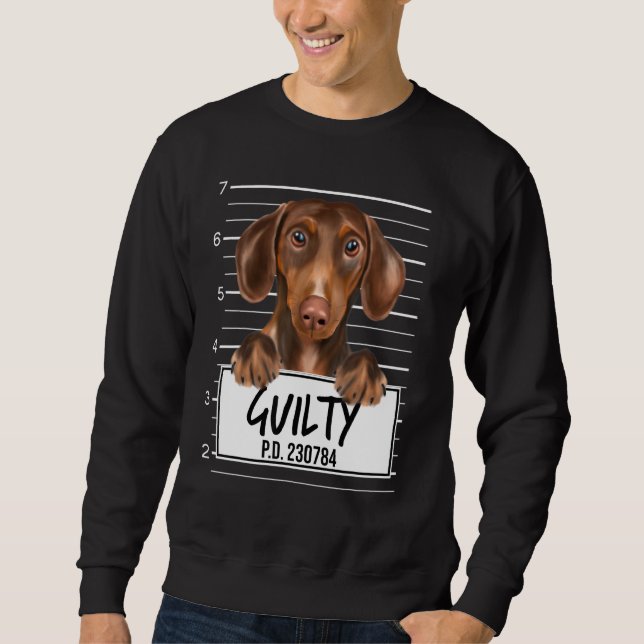 Brun Dachshund Brottsregistret Skyldig Hund Lång Ärmad Tröja (Framsida)