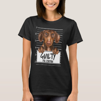 Brun Dachshund Brottsregistret Skyldig Hund T Shirt