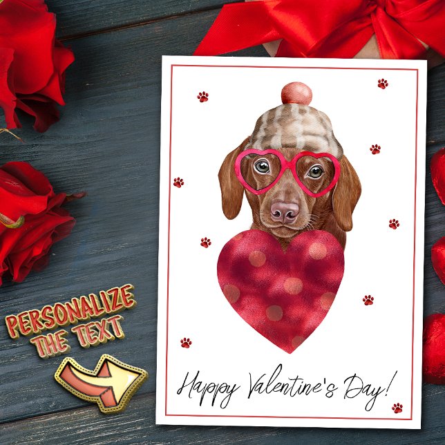 Brun Dachshund Hund Älskare Alla Hjärtans Dag Pres Julkort (Skapare uppladdad)