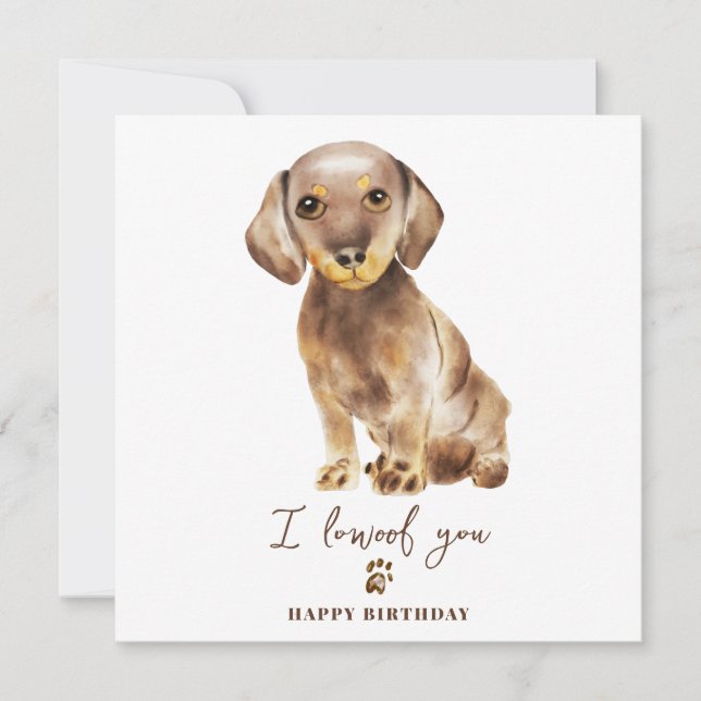 Brun Dachshund Hund Mamma Valp Husdjur Födelsedag Kort (Framsida)