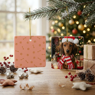 Brun Dachshund Tomtehatt Julsouvenir Julgransprydnad Keramik