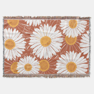 Brun Daisy: Sömlös blomma Mönster Filt