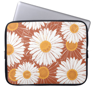 Brun Daisy: Sömlös blomma Mönster Laptop Fodral