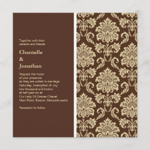 Brun Damask-bröllopsinbjudan Inbjudningar