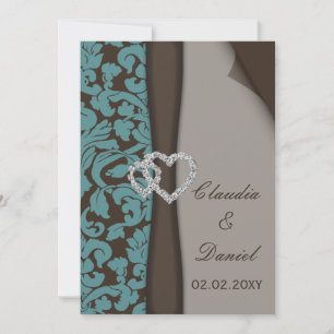 Brun Damask FAUX-band med diamantmönster Inbjudningar