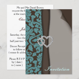 Brun Damask FAUX-band med diamantmönster Inbjudningar