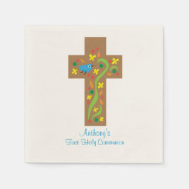 Brun dekorativ Kor med fågelgemenskap Napkin Pappersservett