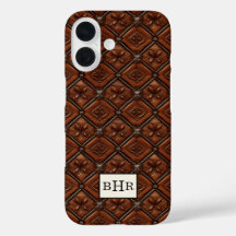 Brun Diamantläder med Monogram