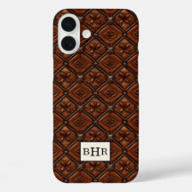 Brun Diamantläder med Monogram