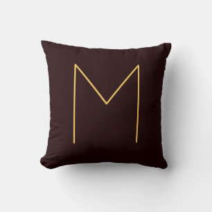 Brun ditt namn från början, monogrammed Modern Pla Kudde