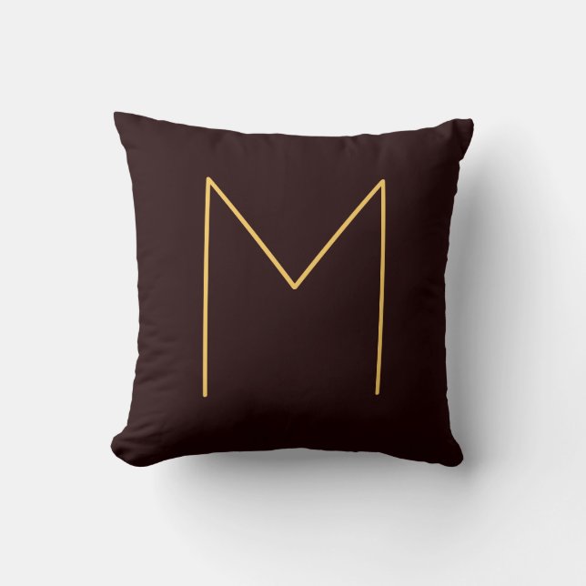 Brun ditt namn från början, monogrammed Modern Pla Kudde (Framsida)