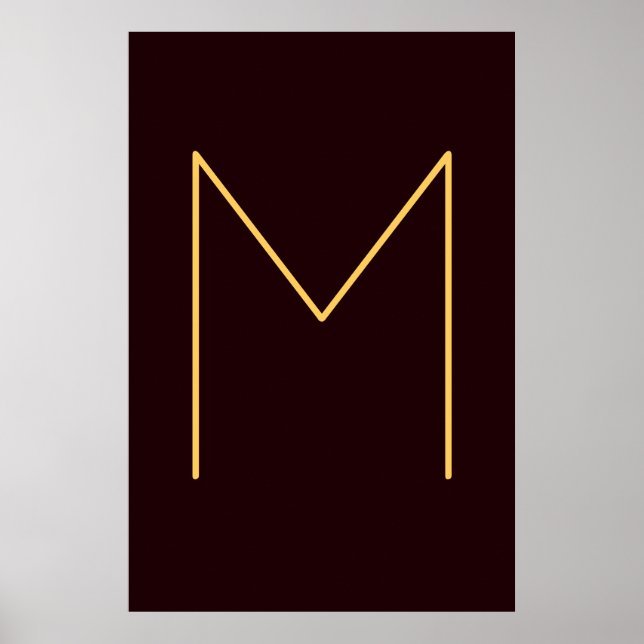 Brun ditt namn från början, monogrammed Modern Pla Poster (Framsidan)