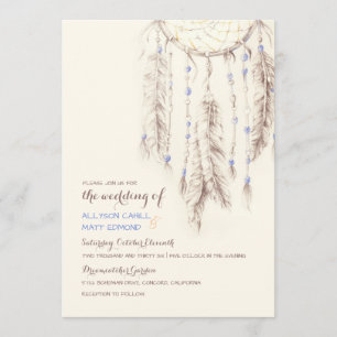 Brun Dreamcatcher Boho-bröllopsinbjudan Inbjudningar