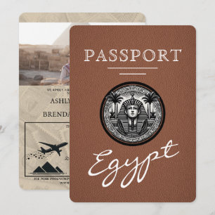 Brun egyptiskt pass bröllopsinbjudan inbjudningar
