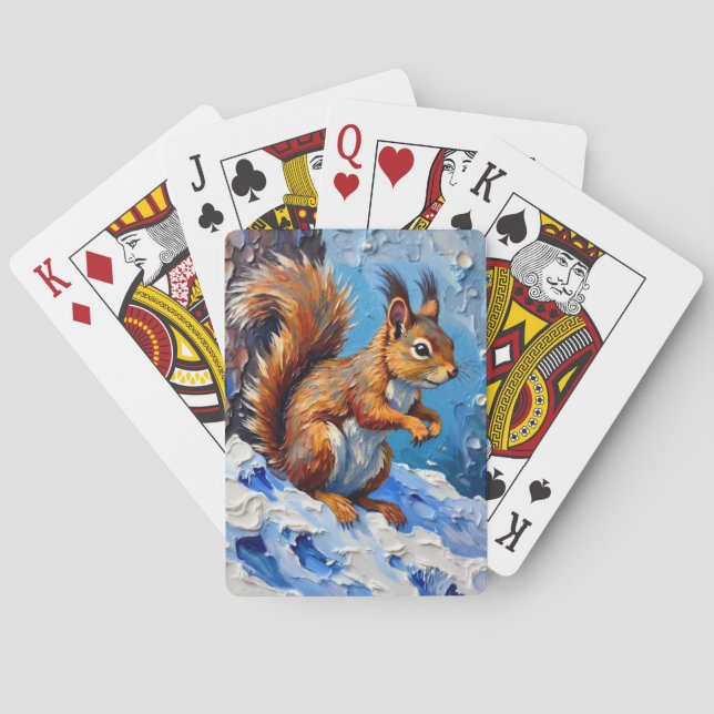 Brun ekorre i snön casinokort (Baksidan)