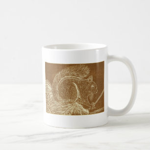 Brun ekorre Linocut Kaffemugg