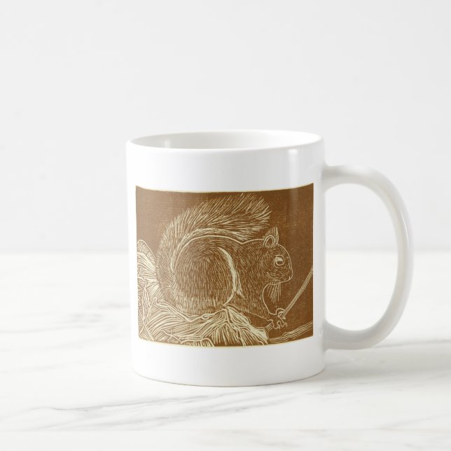 Brun ekorre Linocut Kaffemugg (Höger)