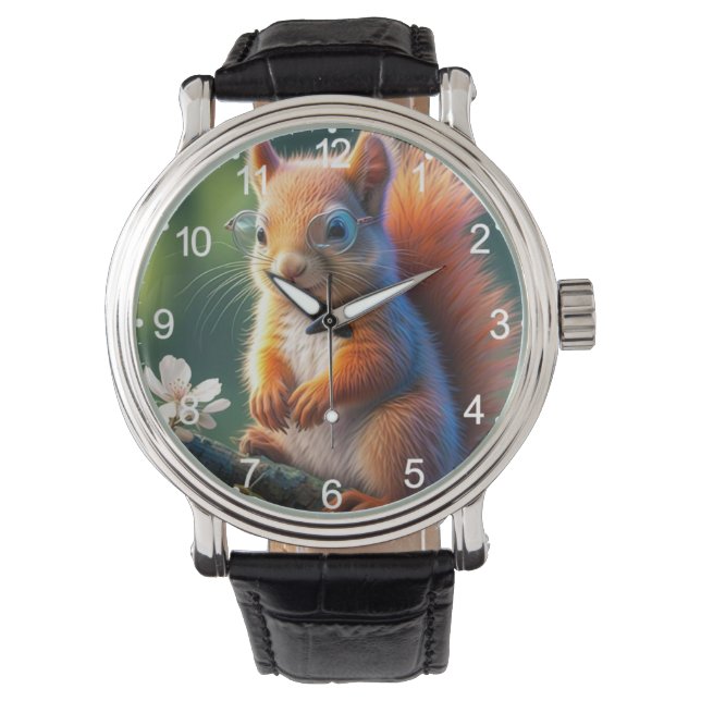 Brun ekorre Sitta på Gren-56765 Armbandsur (Framsida)