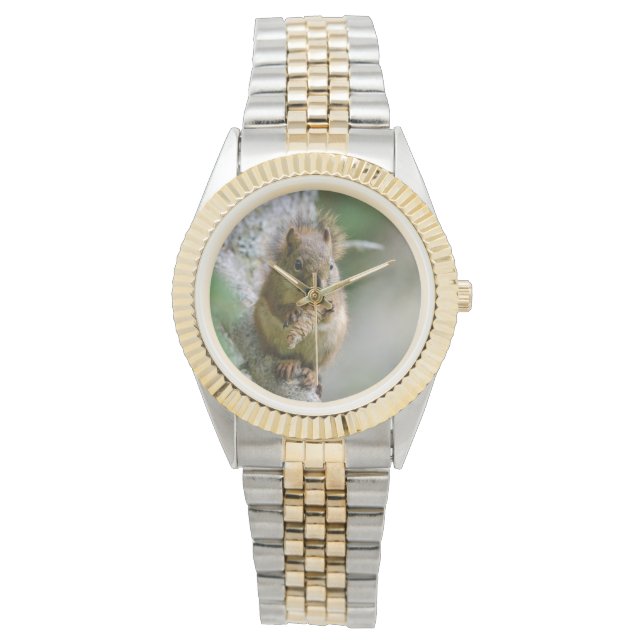 Brun ekorre, varm rustik natur armbandsur (Framsida)