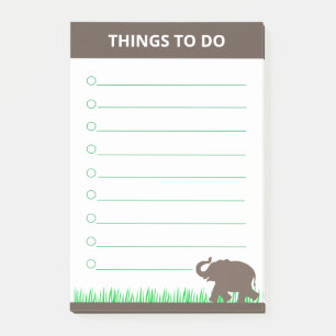 Brun Elefant på Gräsplanter Saker Att Göra Post-it Block