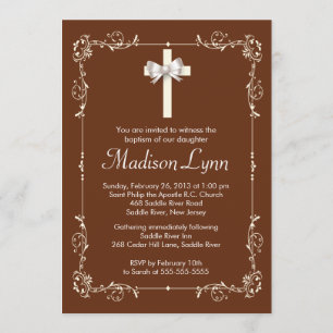 Brun Elegant Baptism Christine Elegant Kor Inbjudningar