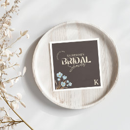 Brun Elegant Blått vattenfärgsfärgad Blommigt Möhi Pappersservett