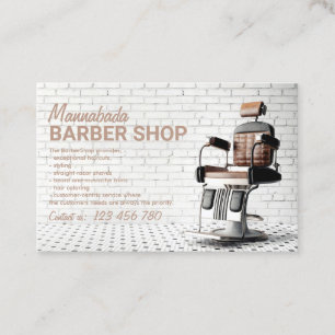 Brun Elegant Gammal Stol Foto Barberare Visitkort