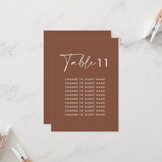 Brun elegant, modernt sittdiagram för bröllop bord (Fram/Back In Situ)