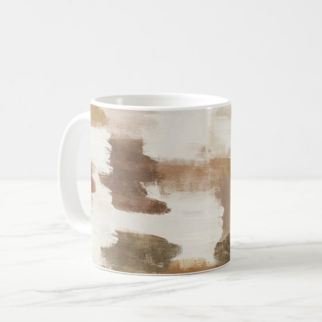 Brun Elfenbens Brun Kräm Abstrakt Kaffemugg (Framsida vänster)
