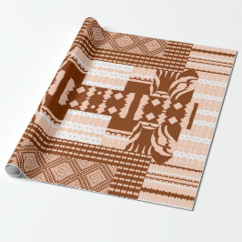Brun Elfenbensfärgad Afrikansk Geometrisk Mönster Presentpapper