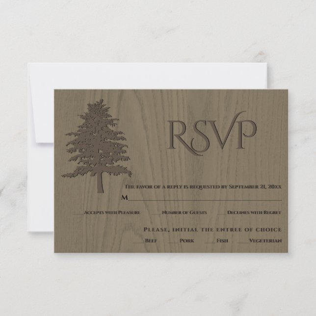 Brun embossed träd sepia wood bröllop OSA card (Framsida)