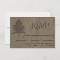 Brun embossed träd sepia wood bröllop OSA card