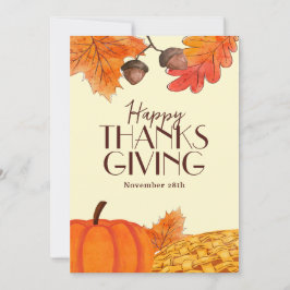 Brun Enkel Glad Thanksgiving Sociala Medier Inbjudningar