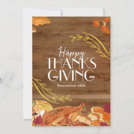 Brun Enkel Glad Thanksgiving Sociala Medier Inbjudningar